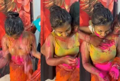 Desi young sex Romantic and hot, a big-boob Holi party
